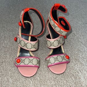 Gucci monogram print heels